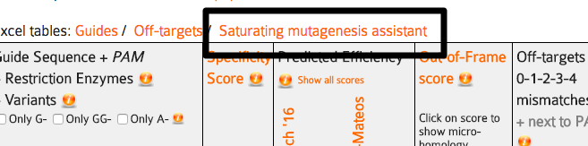 Link to Saturation Mutagenesis Assistant from the list of guides
